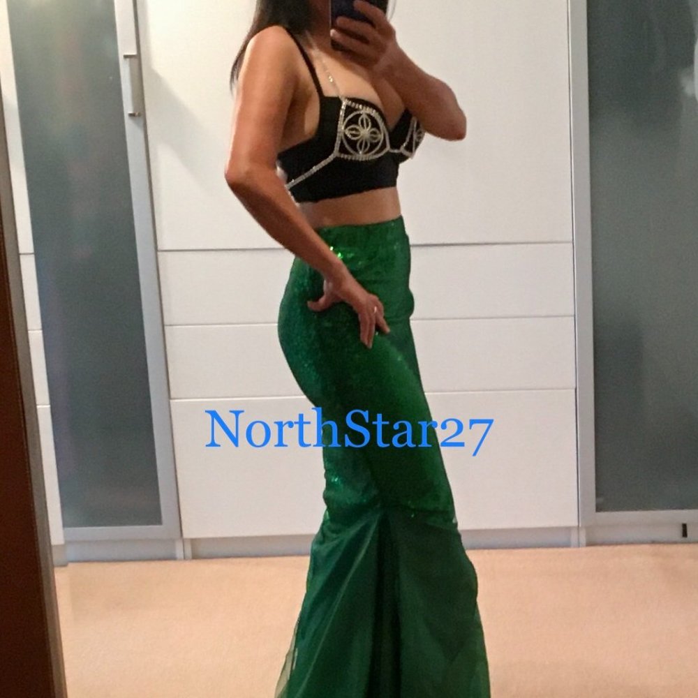 Women Plus And Regular High Waist Sequins Mermaid Long Tail Skirt